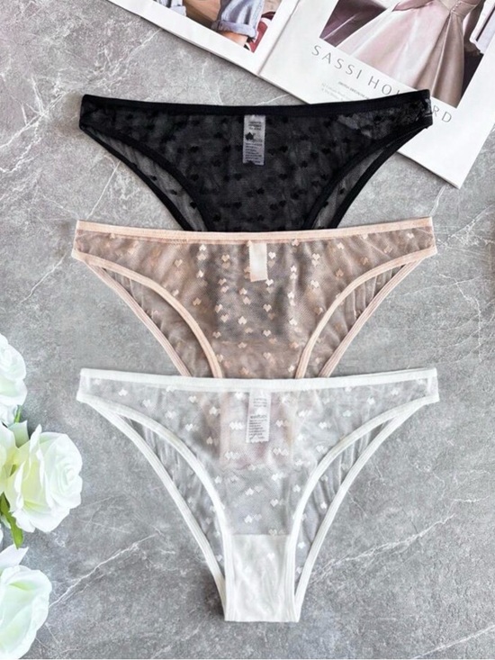 Sheer Heart-Pattern Panties